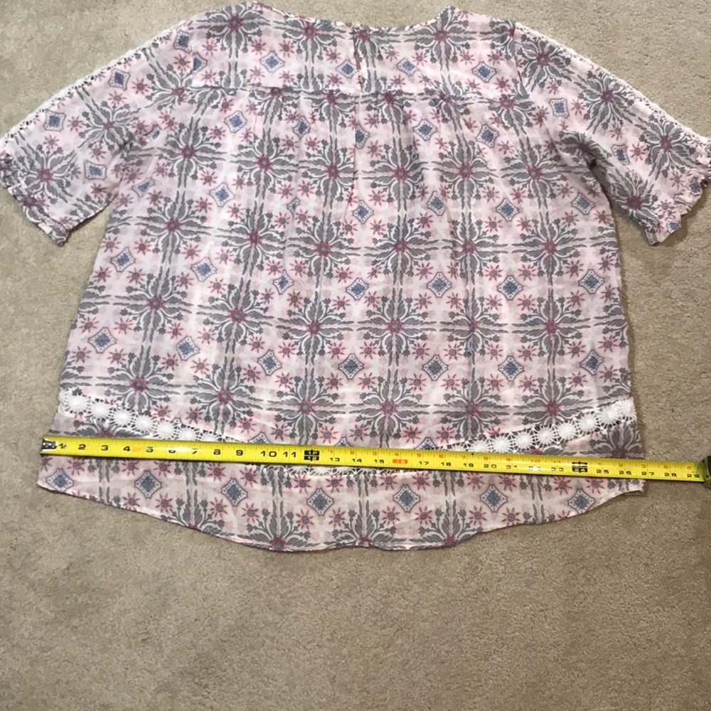 Loft grey & pink elbow sleeve large blouse - Picture 4 of 8